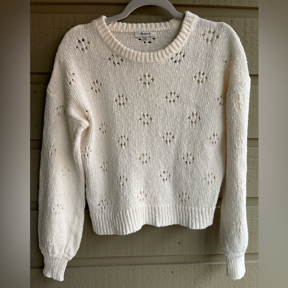 Madewell Floral Pointelle Pullover Sweater